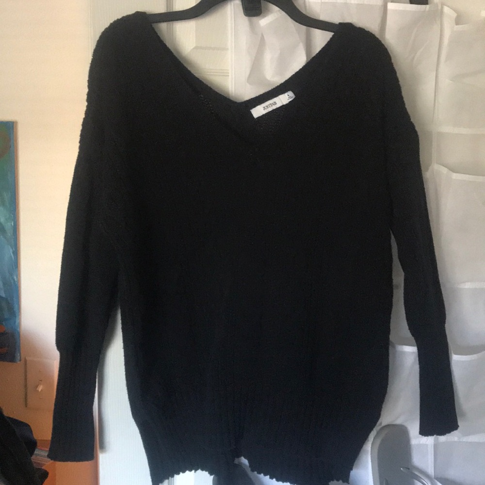 Black v neck and back sweater